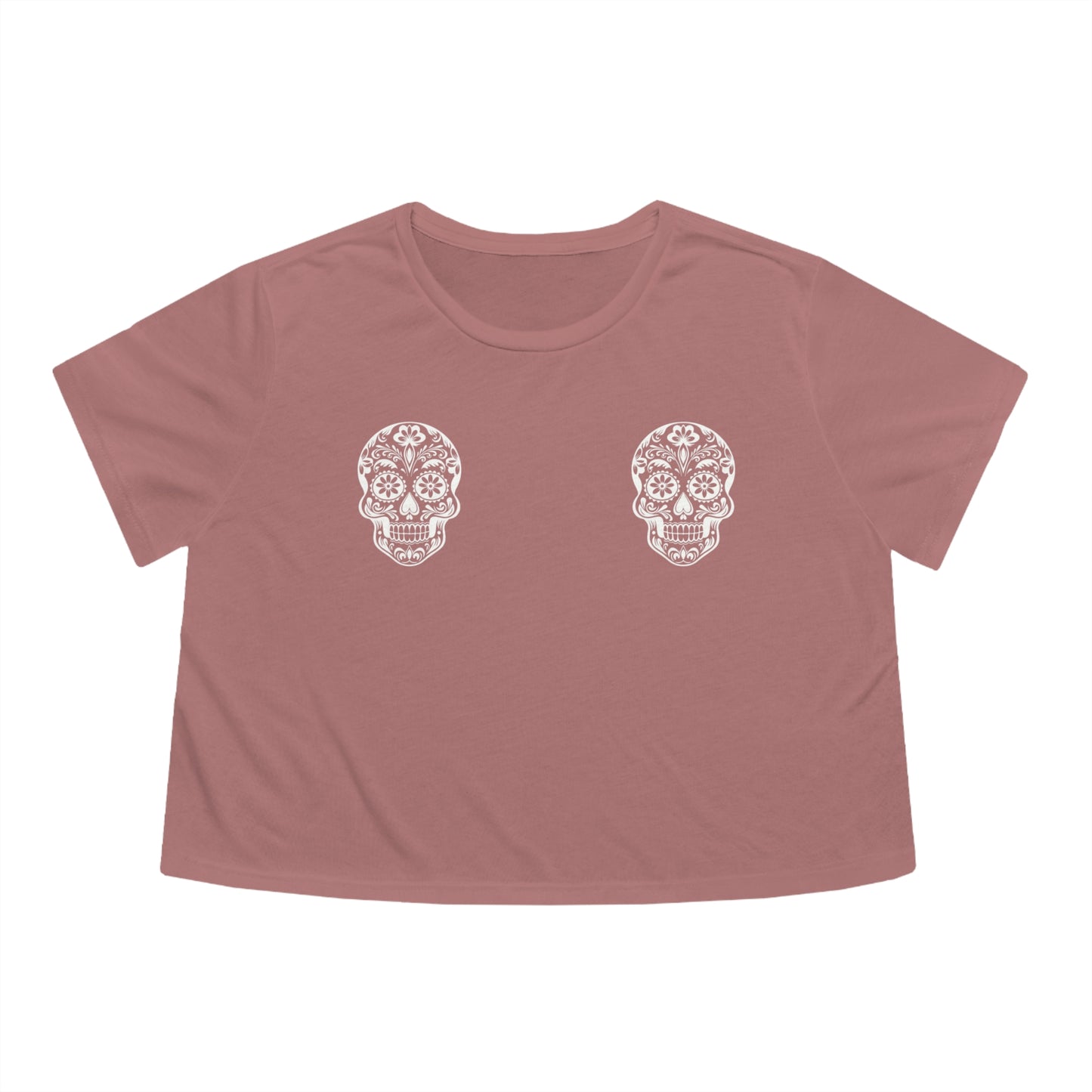 Sugar Skull Flowy Cropped Tee