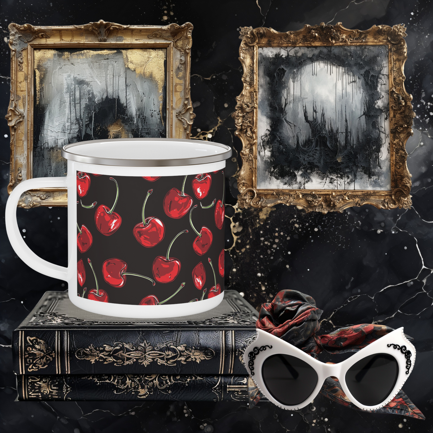 Ruby Red Romance Enamel Camping Mug