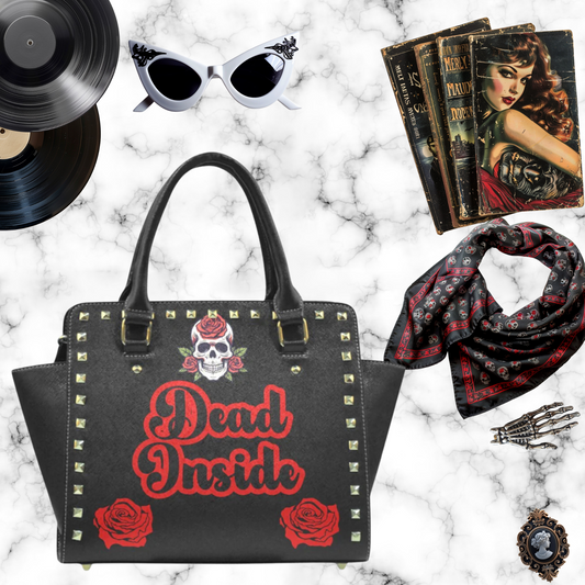 Dead Inside Rivet Shoulder Handbag