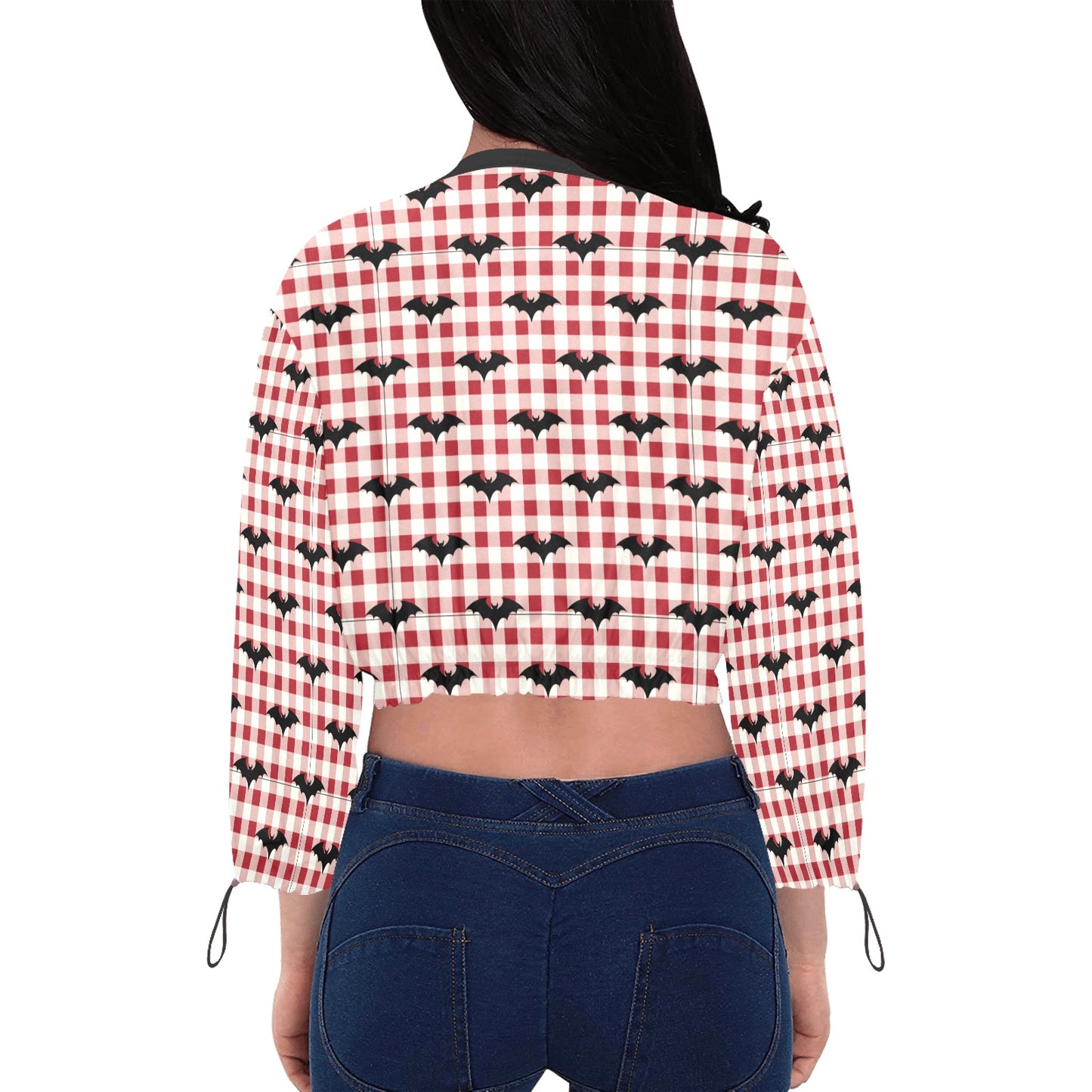 Gothic Gingham Bat Charm Cropped Chiffon Jacket