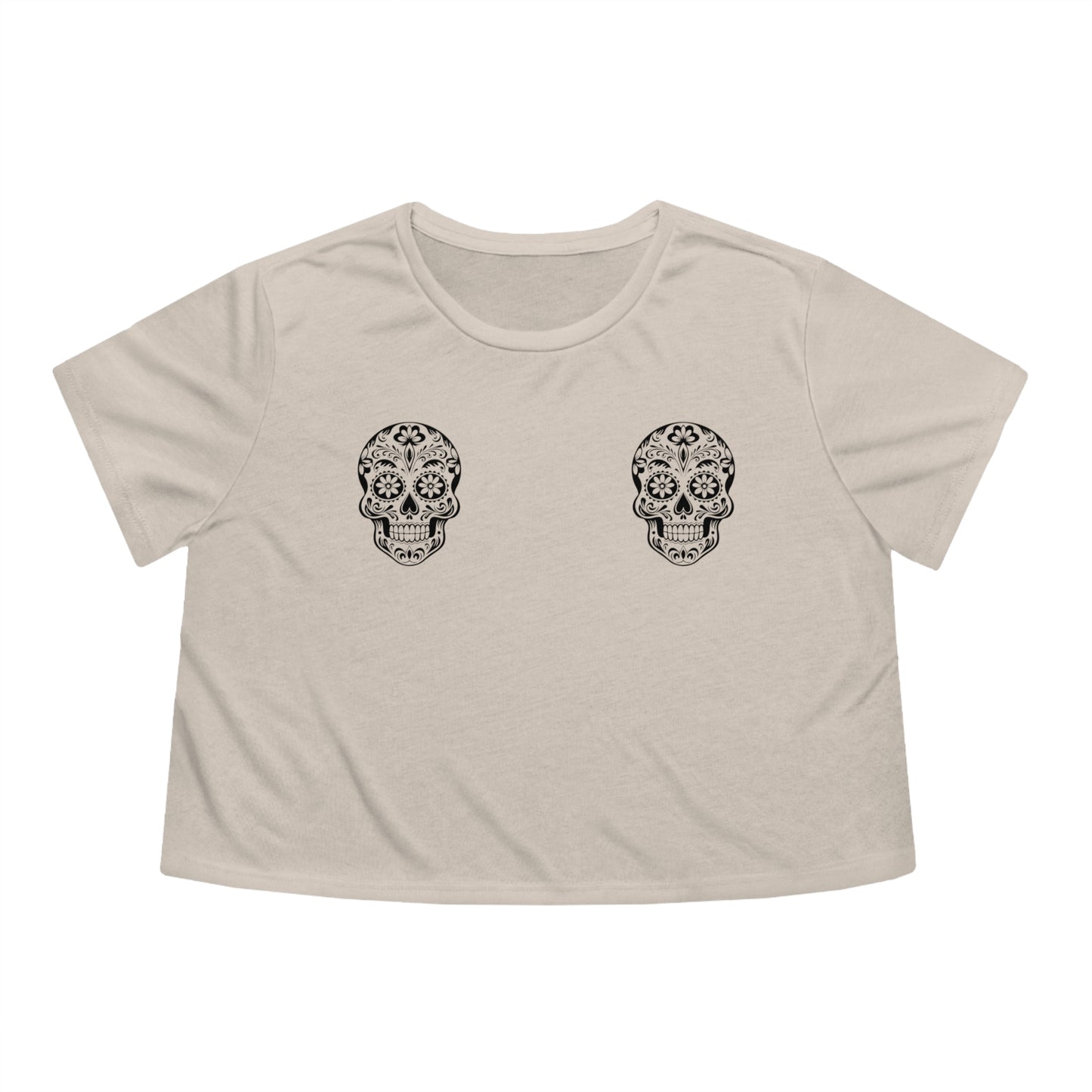 Sugar Skull Flowy Cropped Tee