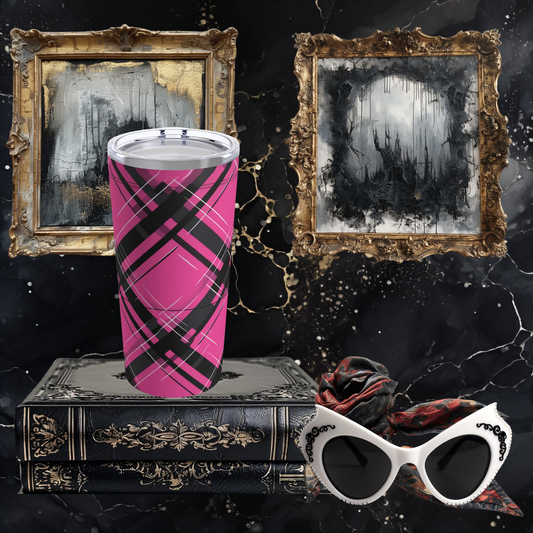 Magenta Plaid Tumbler 20oz