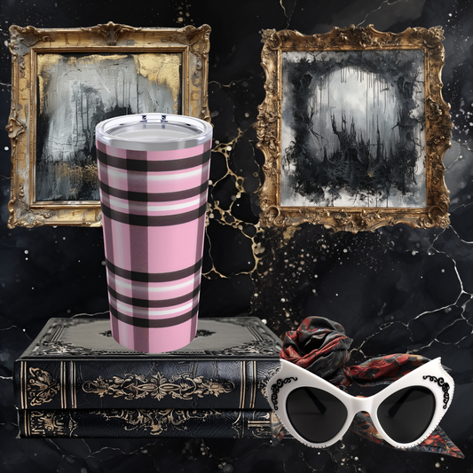 Pink Plaid Tumbler 20oz