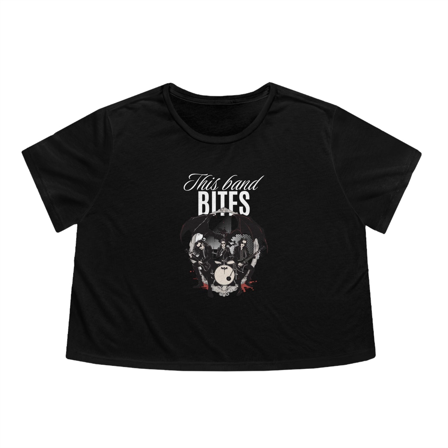 This Band Bites Flowy Cropped Tee