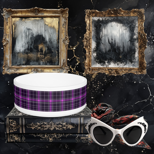 Purple Plaid Pet Bowl