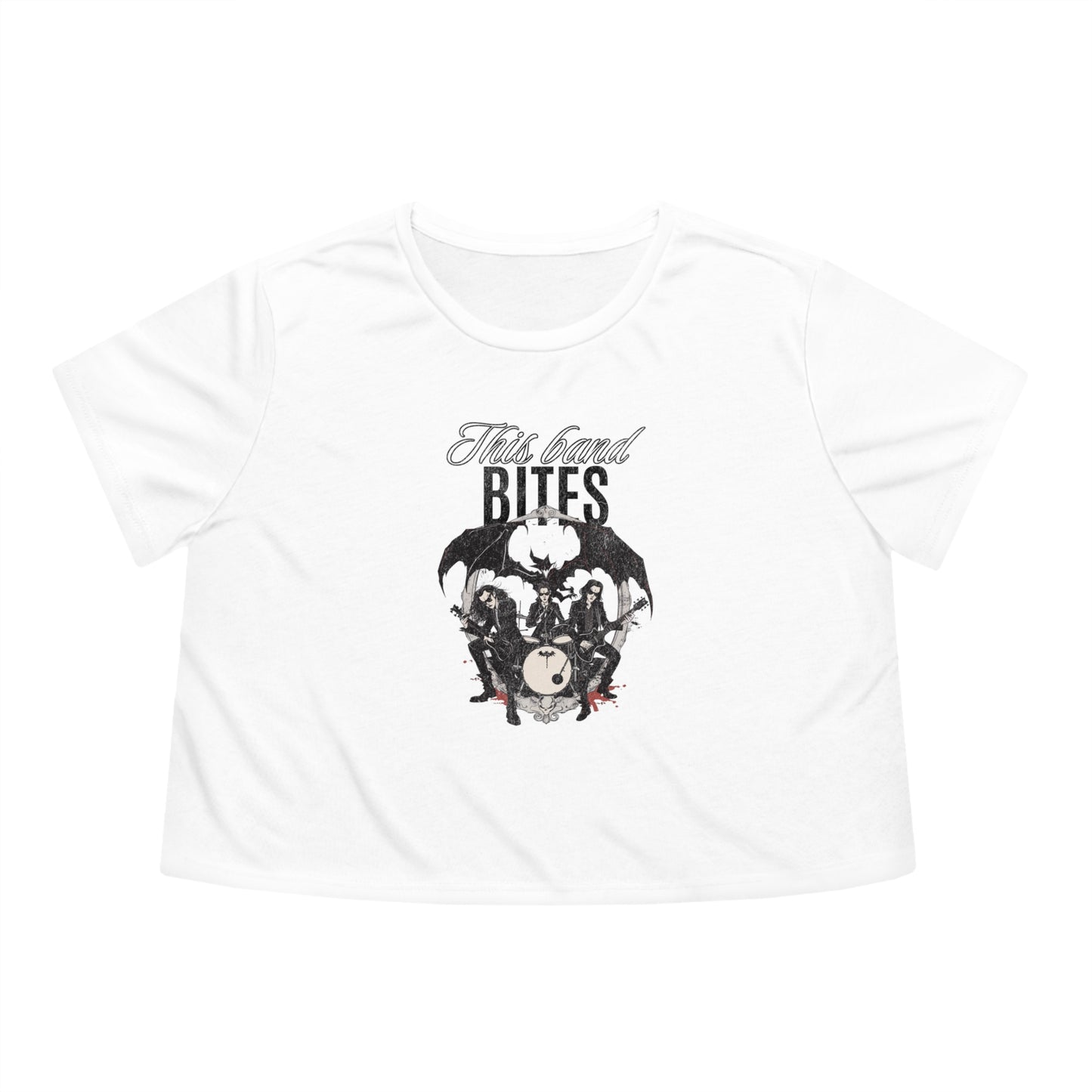 This Band Bites Flowy Cropped Tee