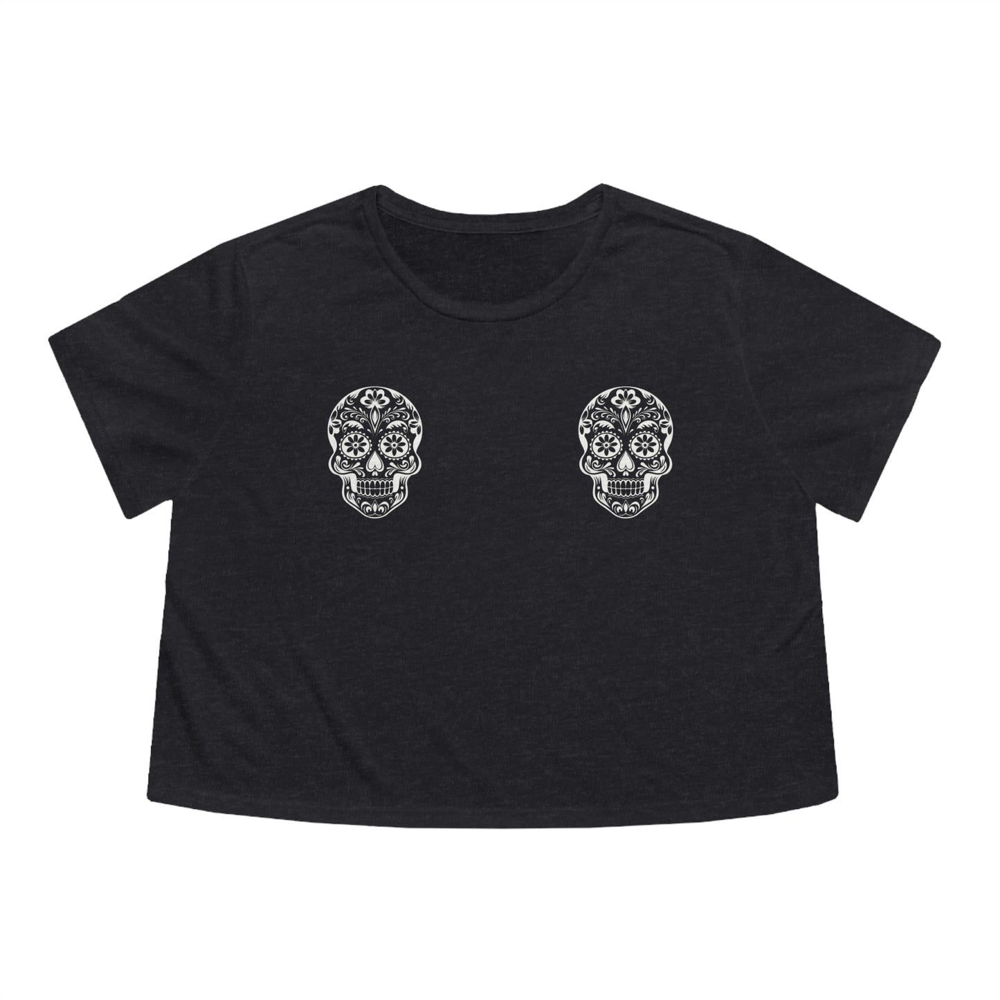 Sugar Skull Flowy Cropped Tee