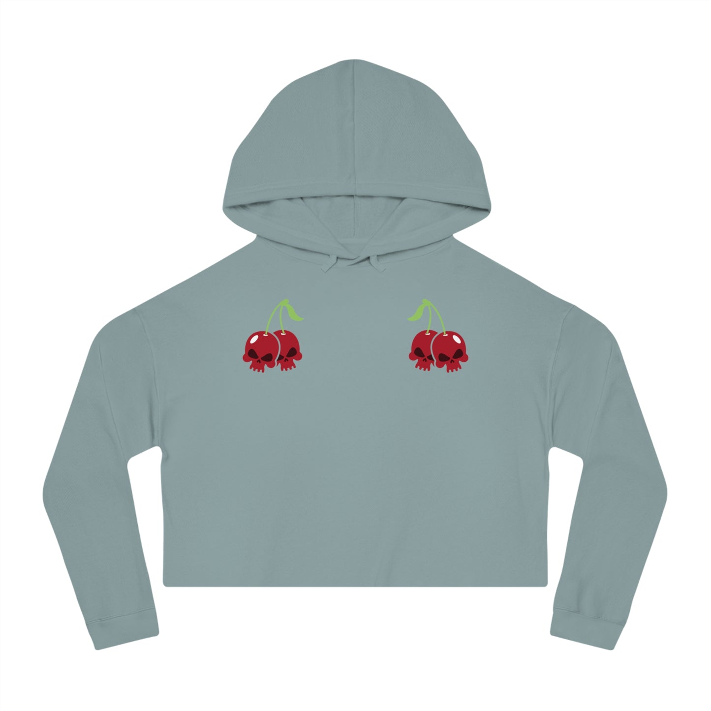 Cherry Skulls Gothabilly Cropped Hooded Sweatshirt