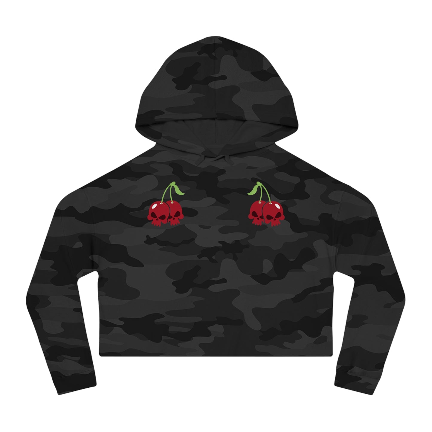 Cherry Skulls Gothabilly Cropped Hooded Sweatshirt