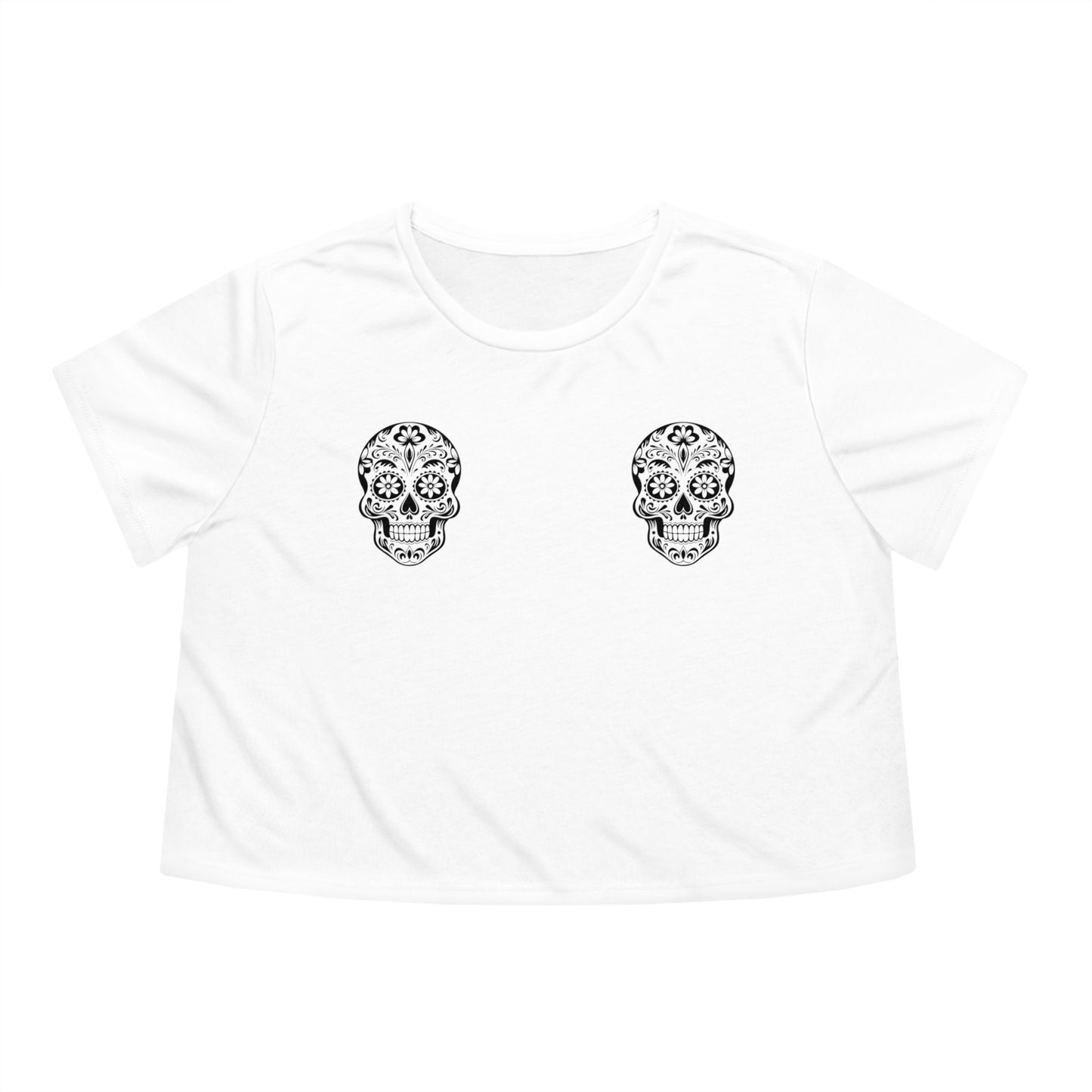 Sugar Skull Flowy Cropped Tee