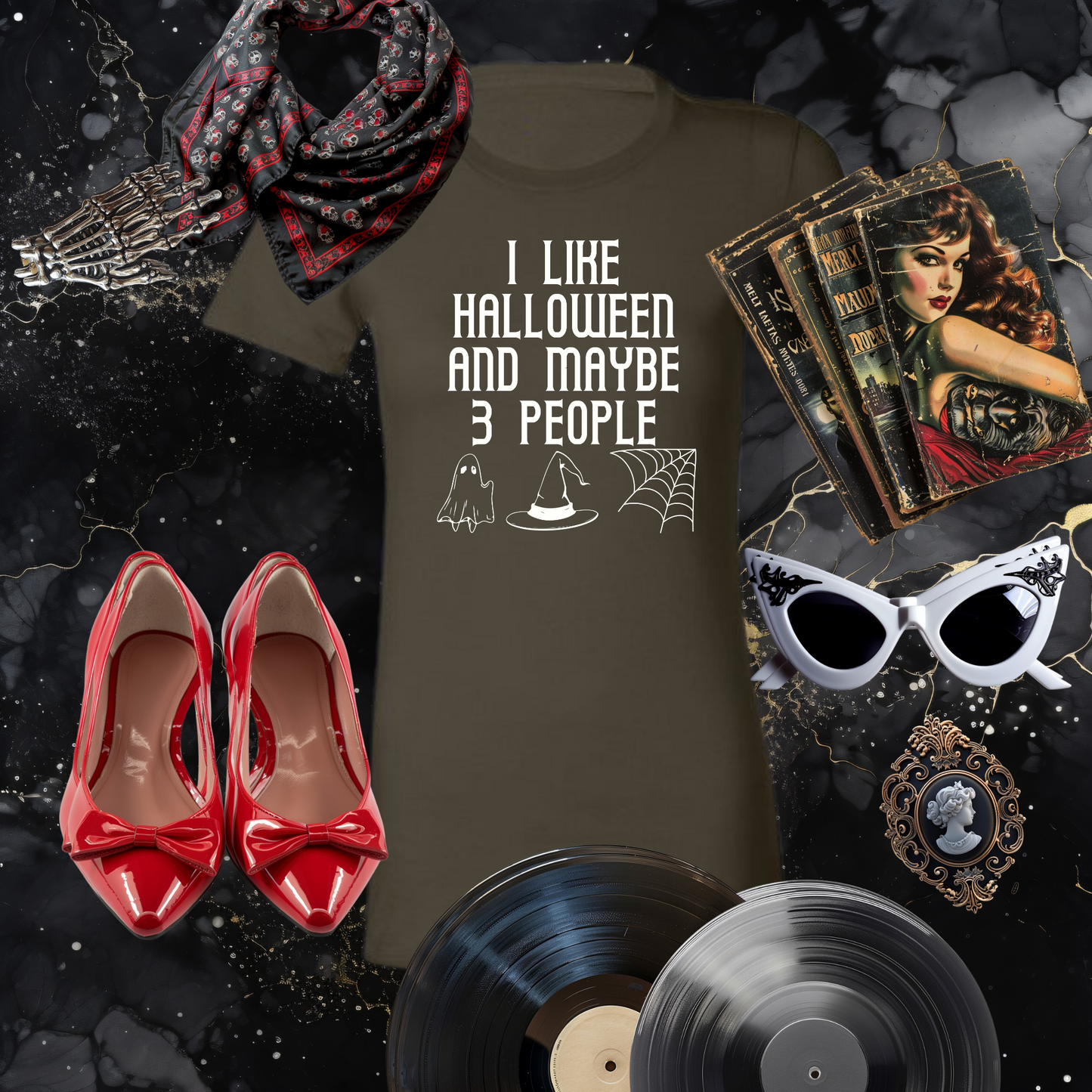 I Like Halloween and Maybe 3 People Tee