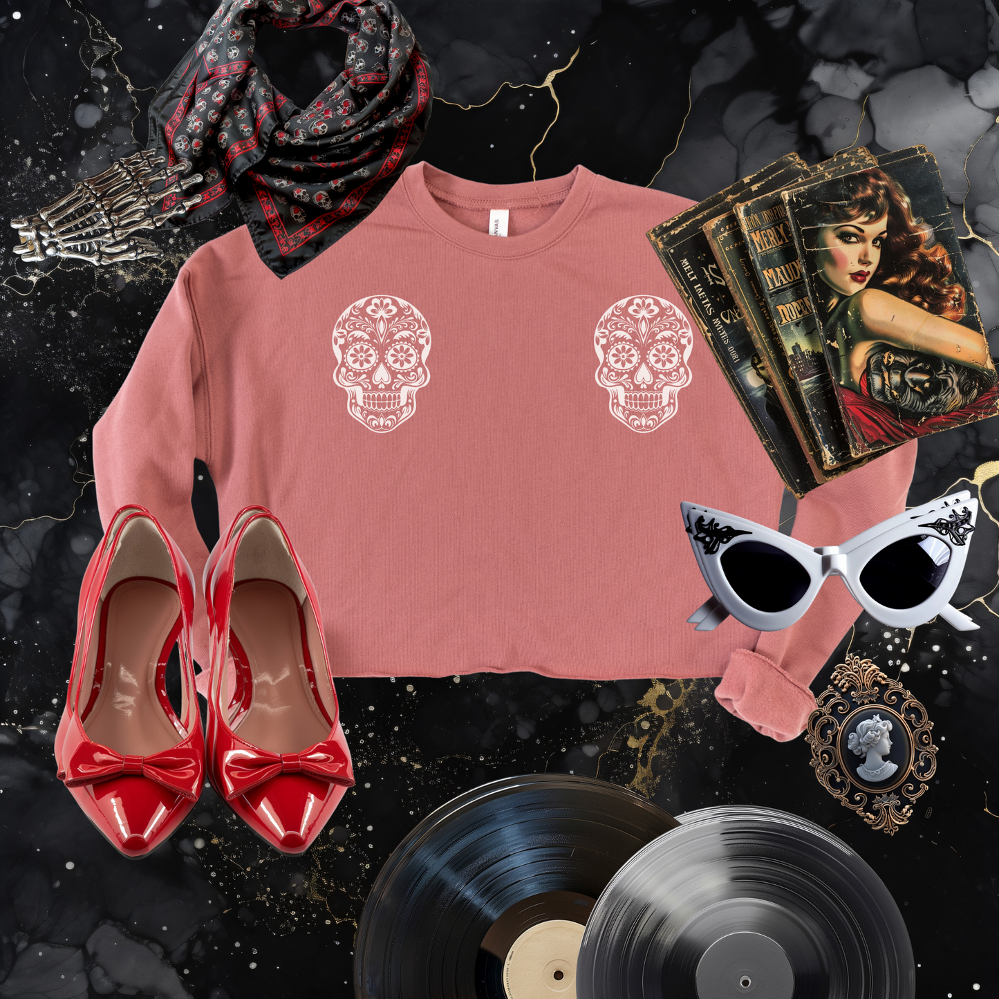 Sugar Skull Cropped Sweatshirt