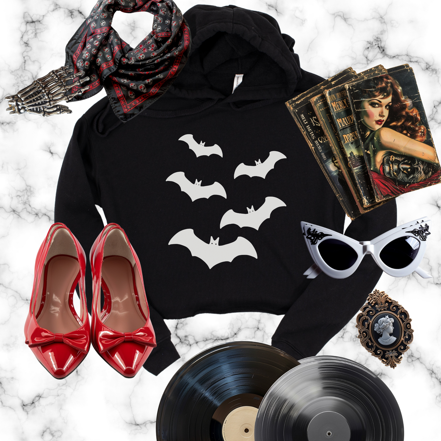 Totally Batty Cropped Hooded Sweatshirt