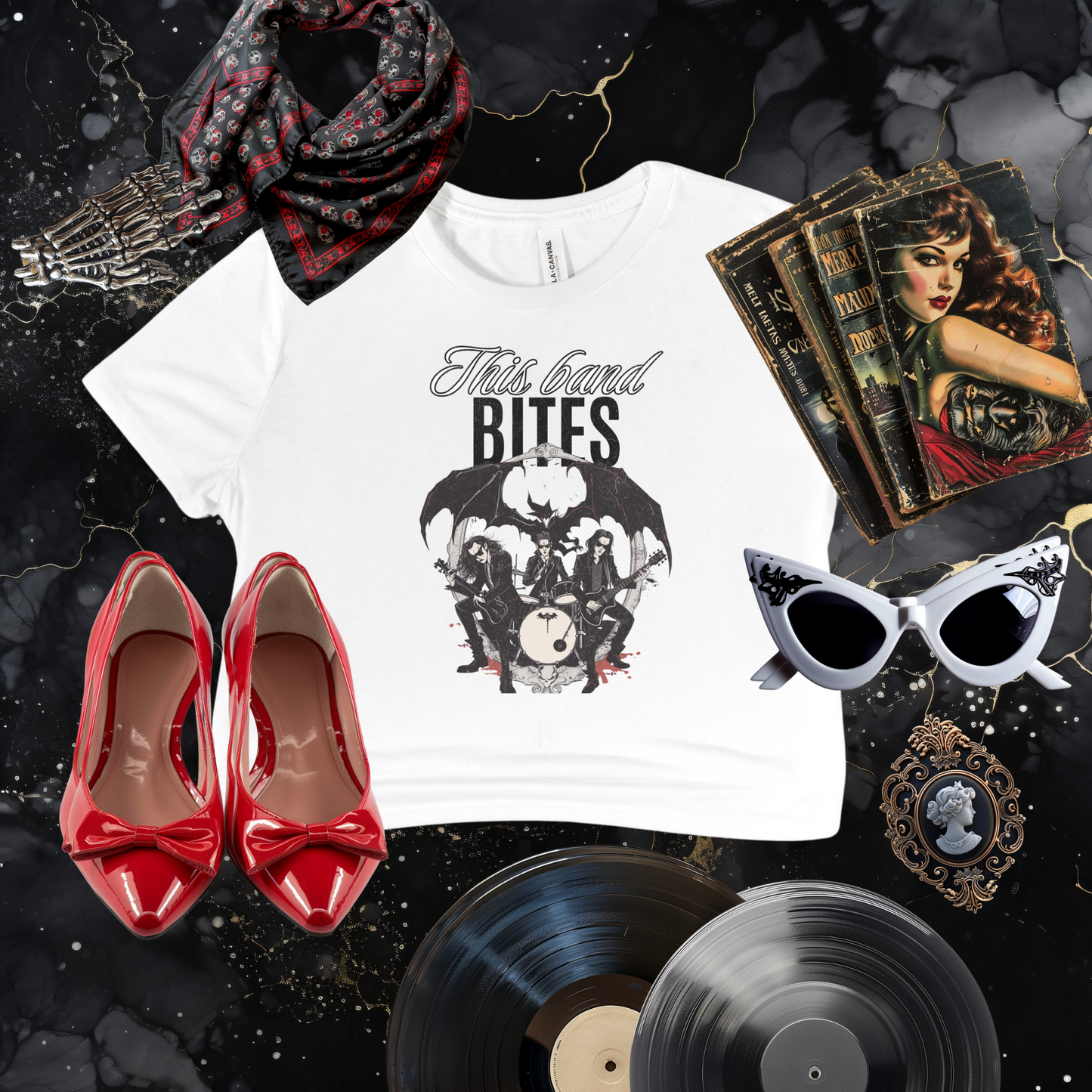 This Band Bites Flowy Cropped Tee