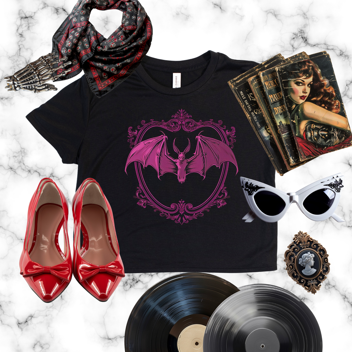 Echoes of the Crypt Flowy Cropped Tee