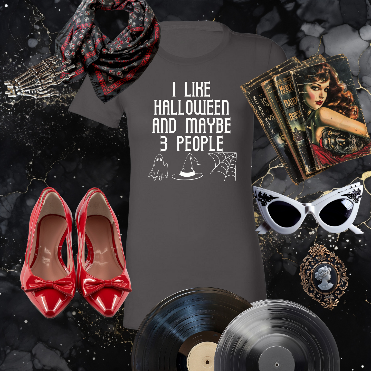 I Like Halloween and Maybe 3 People Tee
