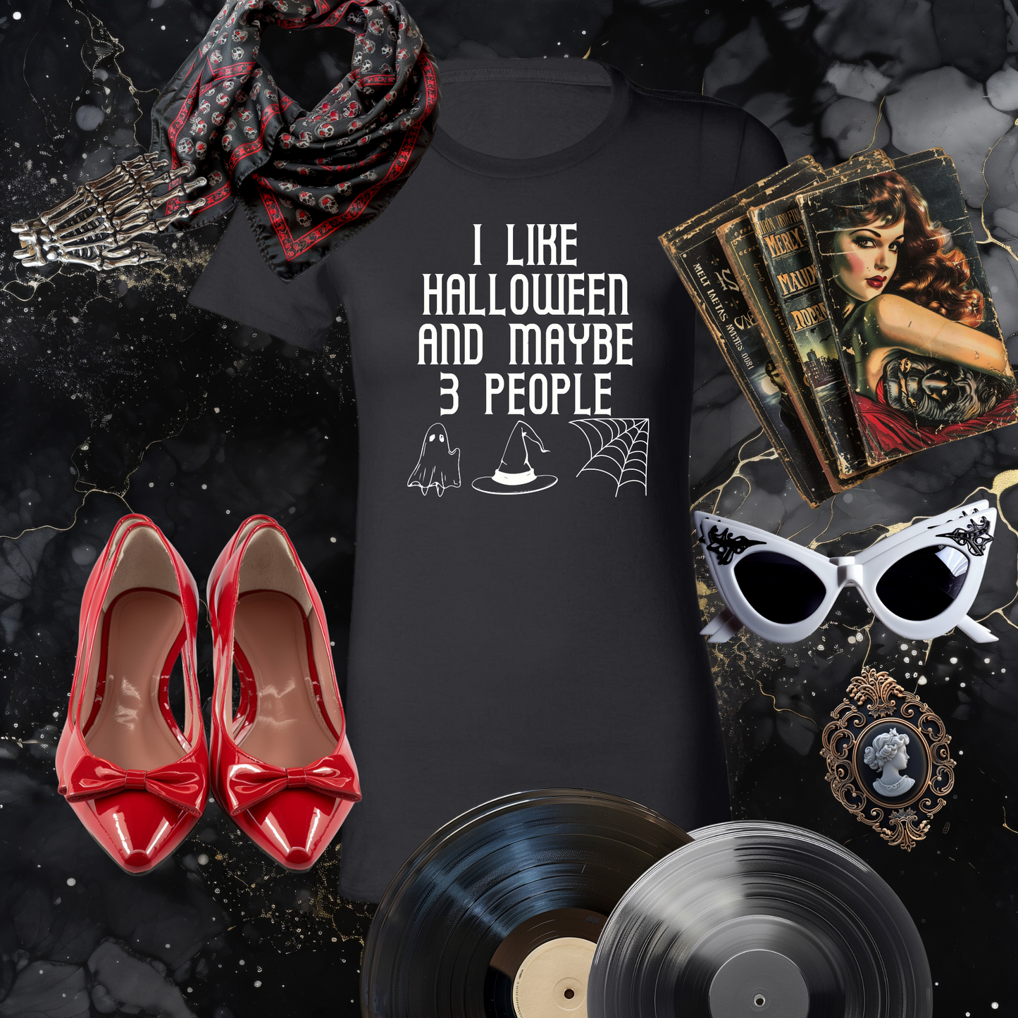 I Like Halloween and Maybe 3 People Tee