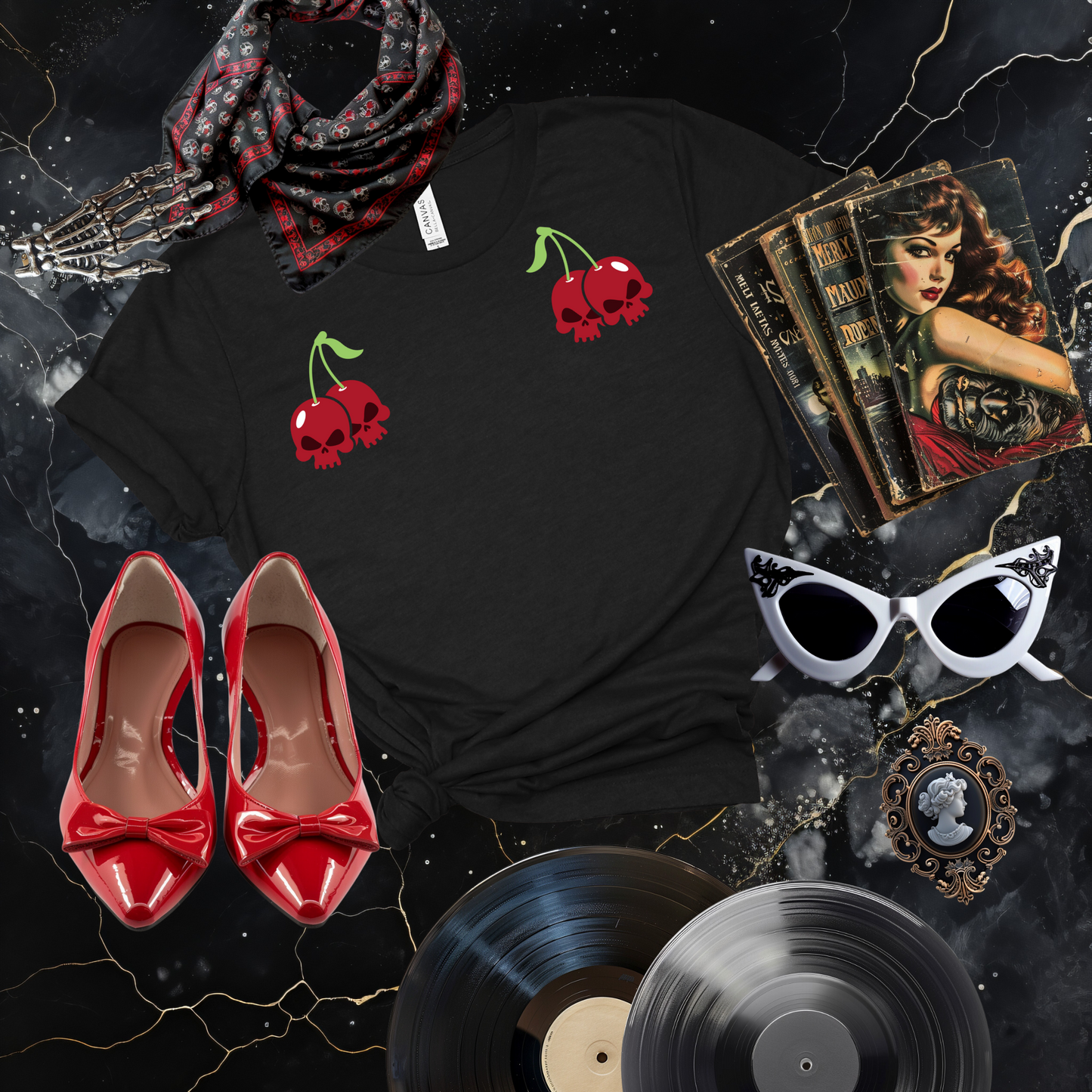 Cherry Skulls Gothabilly T-Shirt