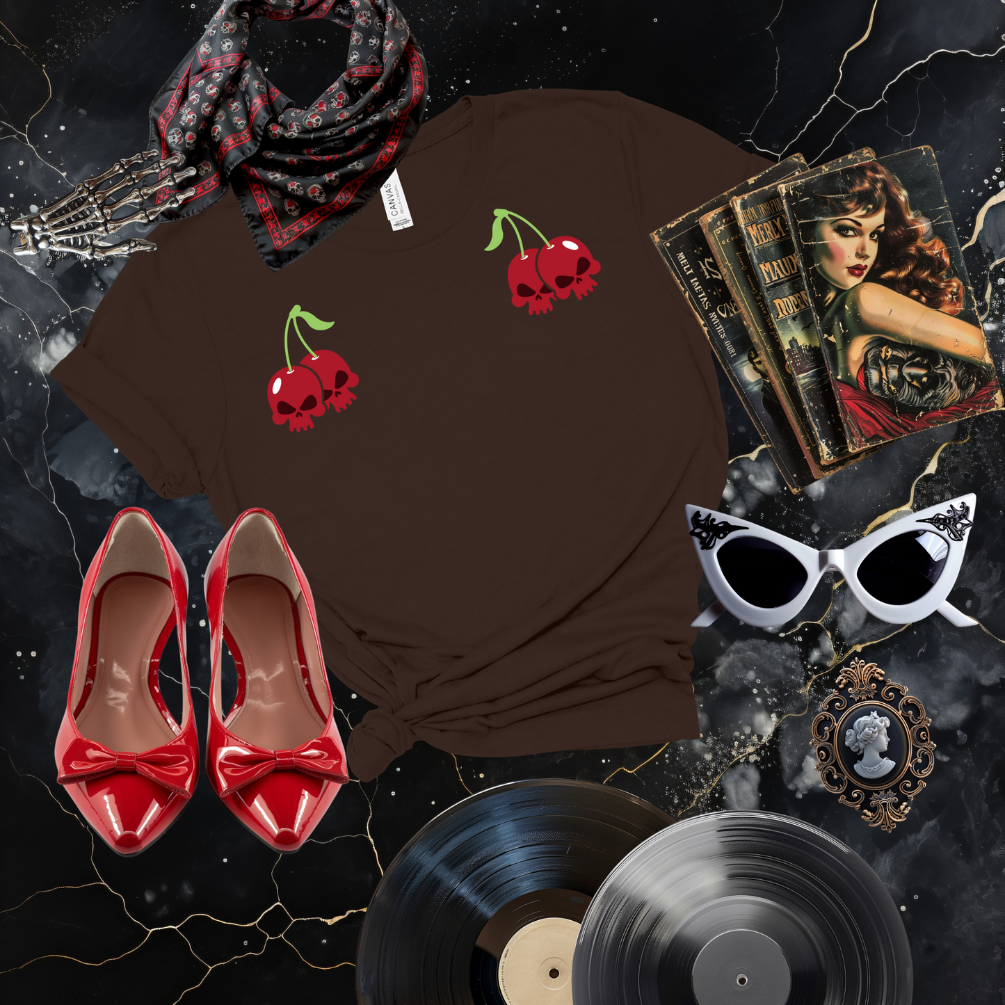 Cherry Skulls Gothabilly T-Shirt