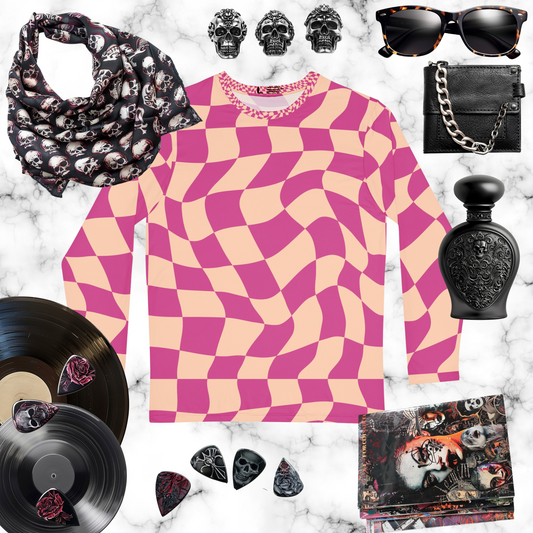 Pink Psychedelic Checkerboard Long Sleeve Shirt