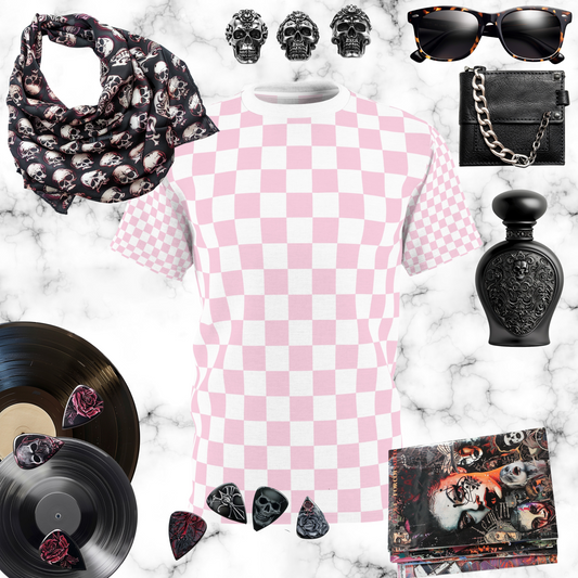 Pink and White Checkerboard Tee