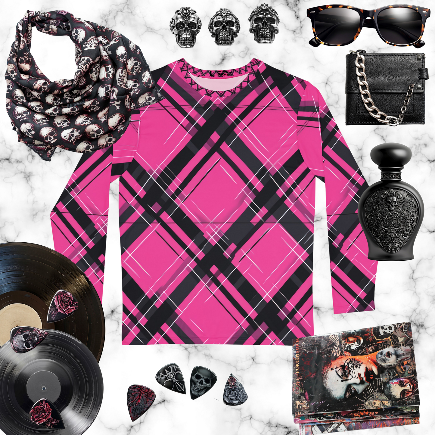 Magenta Plaid Long Sleeve Shirt