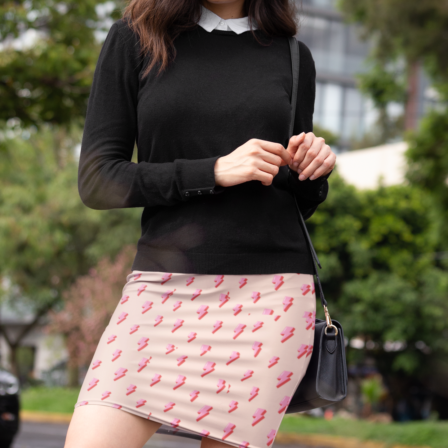 Pink Lightning Pencil Skirt