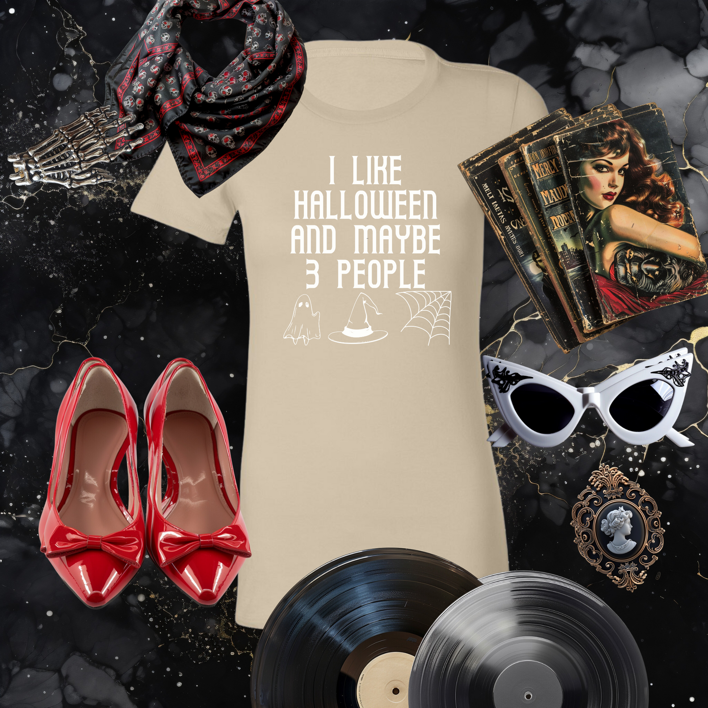I Like Halloween and Maybe 3 People Tee