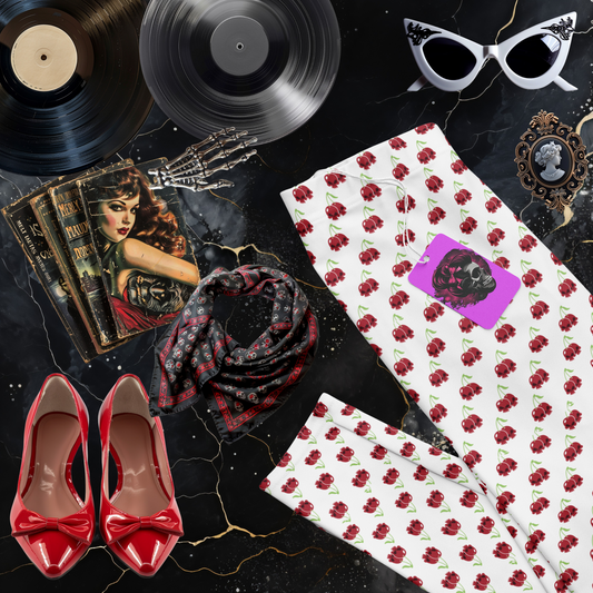 Cherry Skulls Capri Leggings