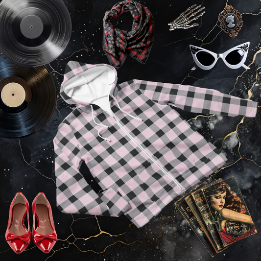 Pink Buffalo Check Zip Hoodie