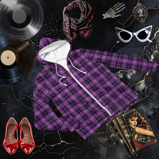 Purple Plaid Zip Hoodie