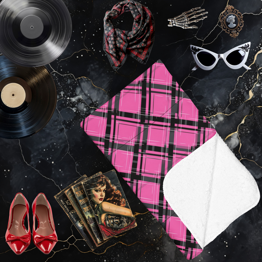 Magenta Plaid Arctic Fleece Blanket