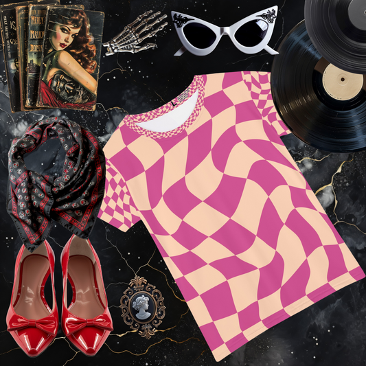 Pink Psychedelic Checkerboard Short Sleeve Shirt