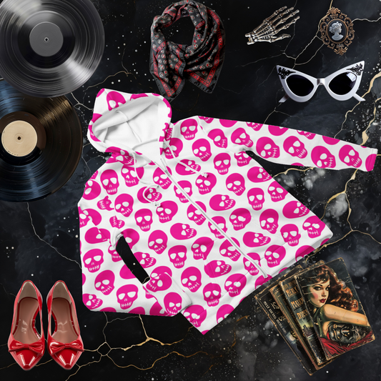 Pink Skull Zip Hoodie