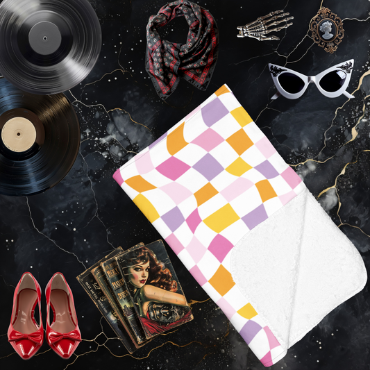 Rainbow Checkerboard Arctic Fleece Blanket