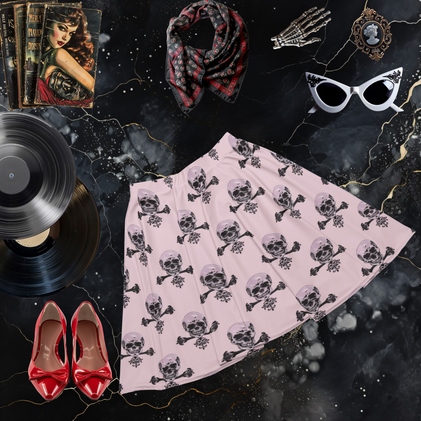 Deadly Elegance Skater Skirt