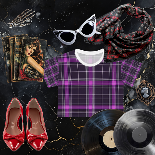 Purple Plaid Crop Tee