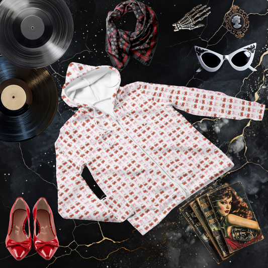Strawberry Coquette Zip Hoodie