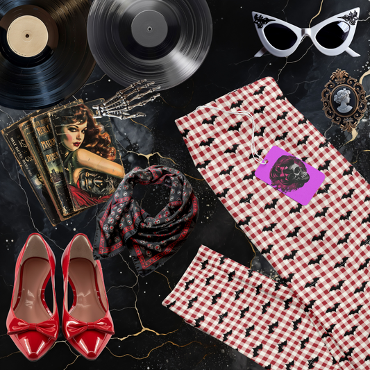 Gothic Gingham Bat Charm Capri Leggings