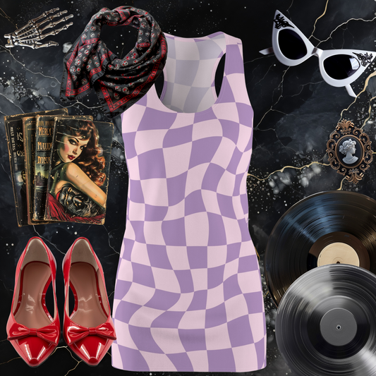 Lavender Checkerboard Racerback Dress