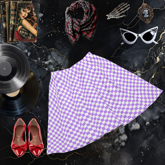 Purple Checkerboard Skater Skirt