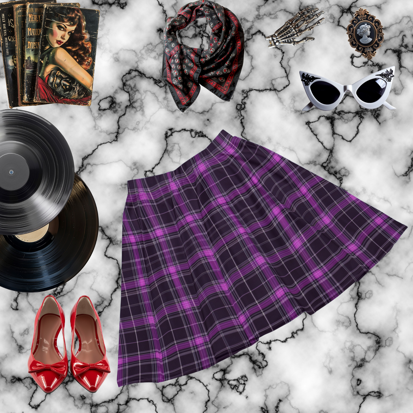 Purple Plaid Skater Skirt
