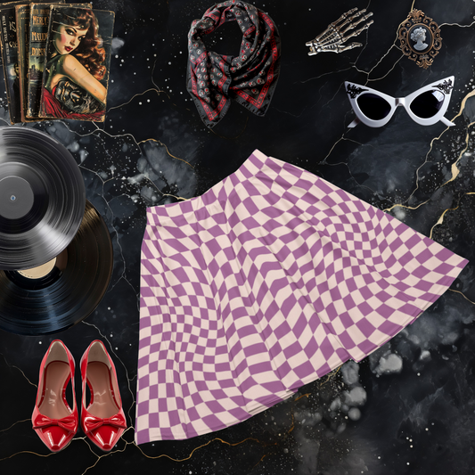 Lavender Checkerboard Skater Skirt