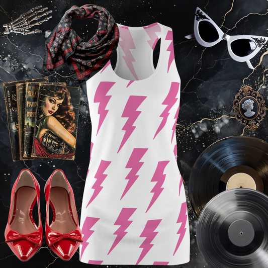 Pink and White Lightning Racerback Dress