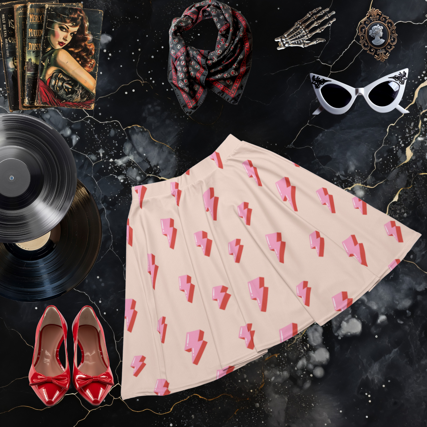 Pink Lightning Skater Skirt