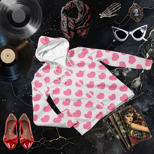Y2K Hearts Zip Hoodie