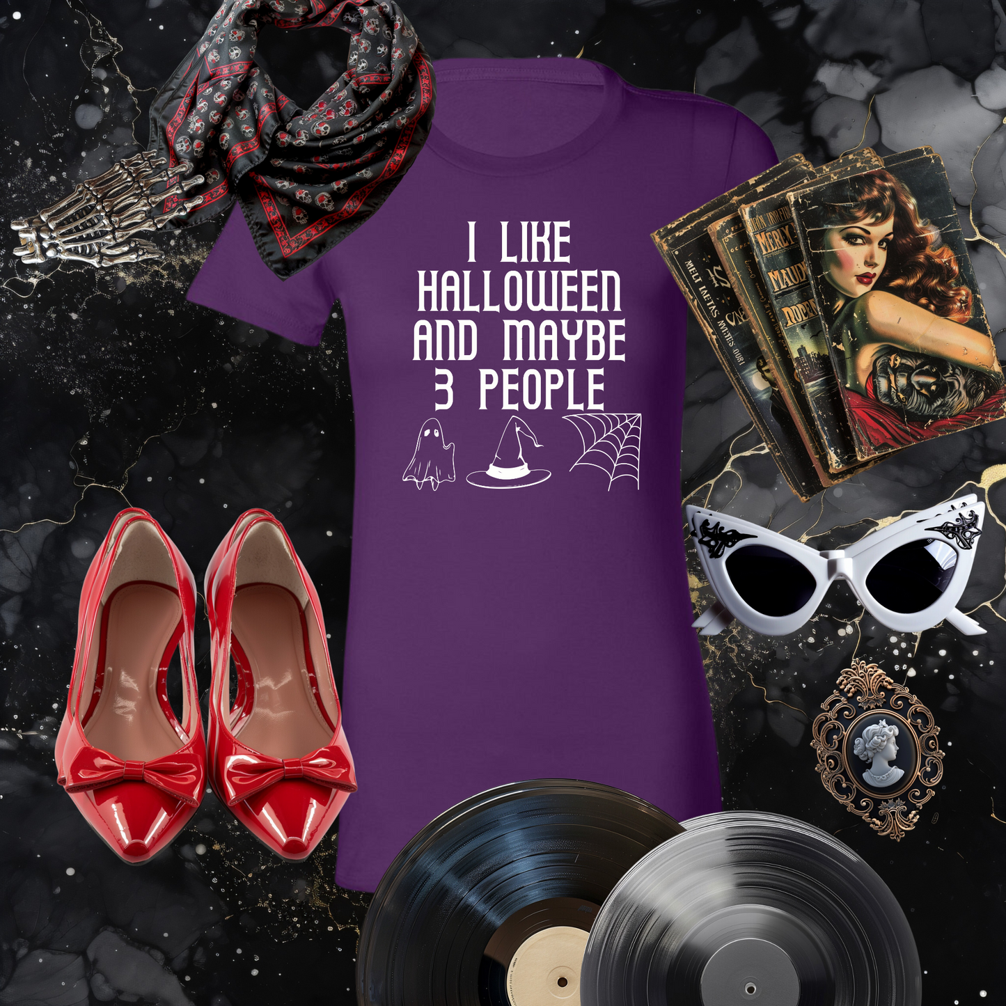 I Like Halloween and Maybe 3 People Tee