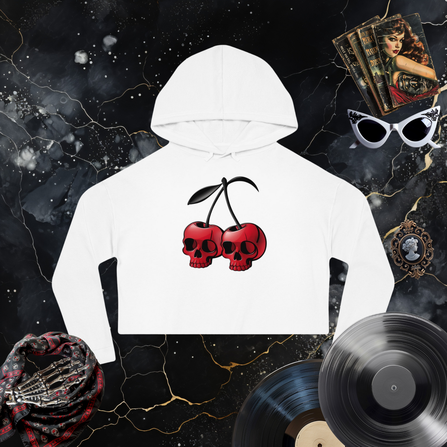 Cherry Bomb Cropped Hooded Sweatshirt