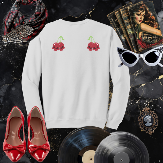 Cherry Skulls Gothabilly Drop Shoulder Sweatshirt