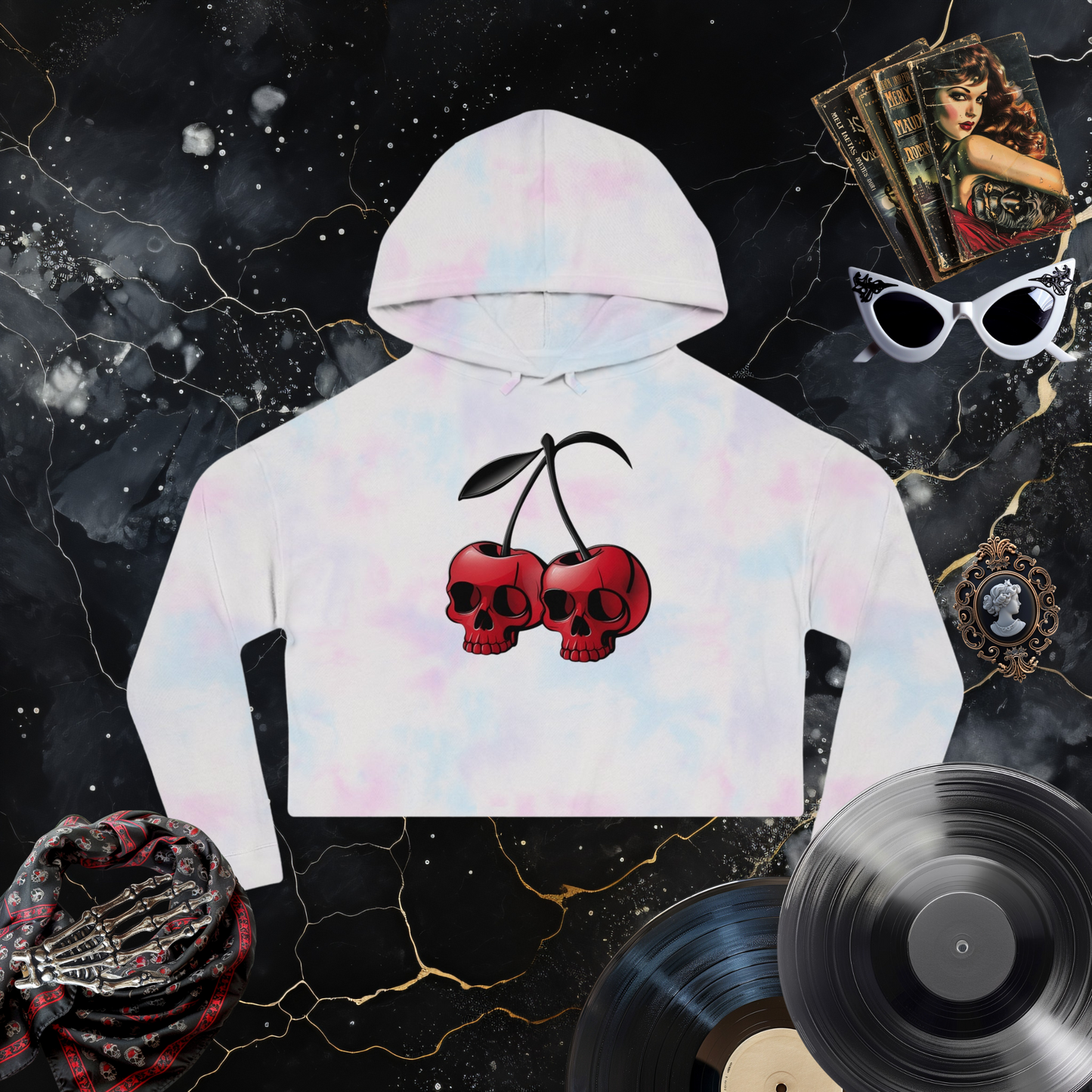 Cherry Bomb Cropped Hooded Sweatshirt